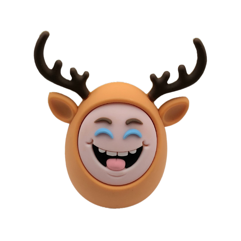 How does the tumbler's deer-shaped roller structure achieve a stable center of gravity and flexible swing balance?